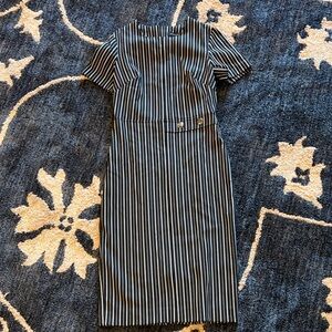 Banana‎ Republic Striped Black and White Midi Dress